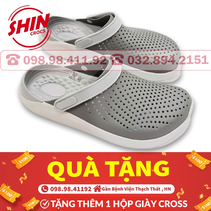 dép crossFREESHIPdép cross quai ngang họa tiết full xám SHINCR79001 tặng thêm 12 sticker cross
