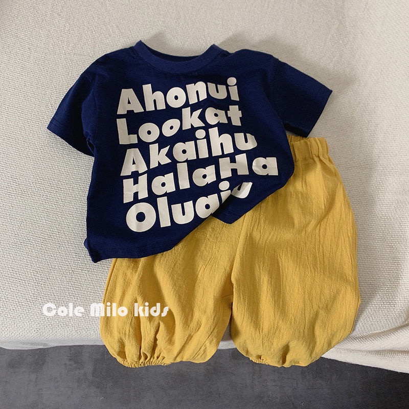 Áo Thun Cotton Mỏng Tay Ngắn In Chữ Phong Cách Hàn Quốc Thời Trang Cho Bé Trai Và Gái