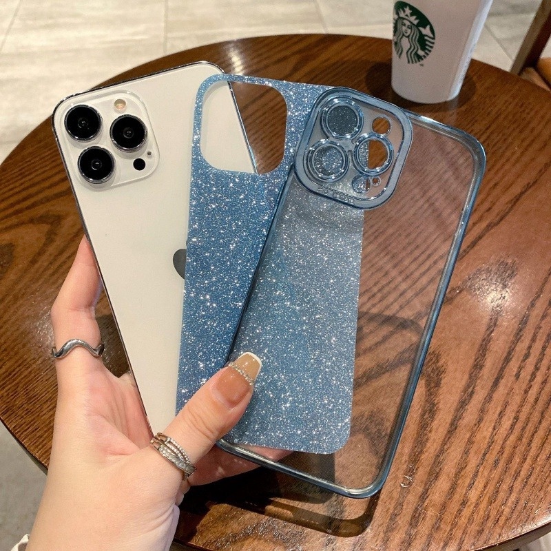 Ốp Điện Thoại Silicon Dẻo Mạ Màu Lấp Lánh Thời Trang Cho iPhone 14 13 12 Mini 11 Pro Max X XR XS 7 8 Plus SE2022