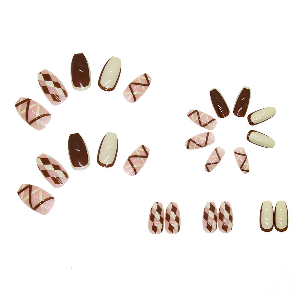 Set 24 Móng Tay Giả Họa Tiết Kim Cương Thời Trang Cho Nữ