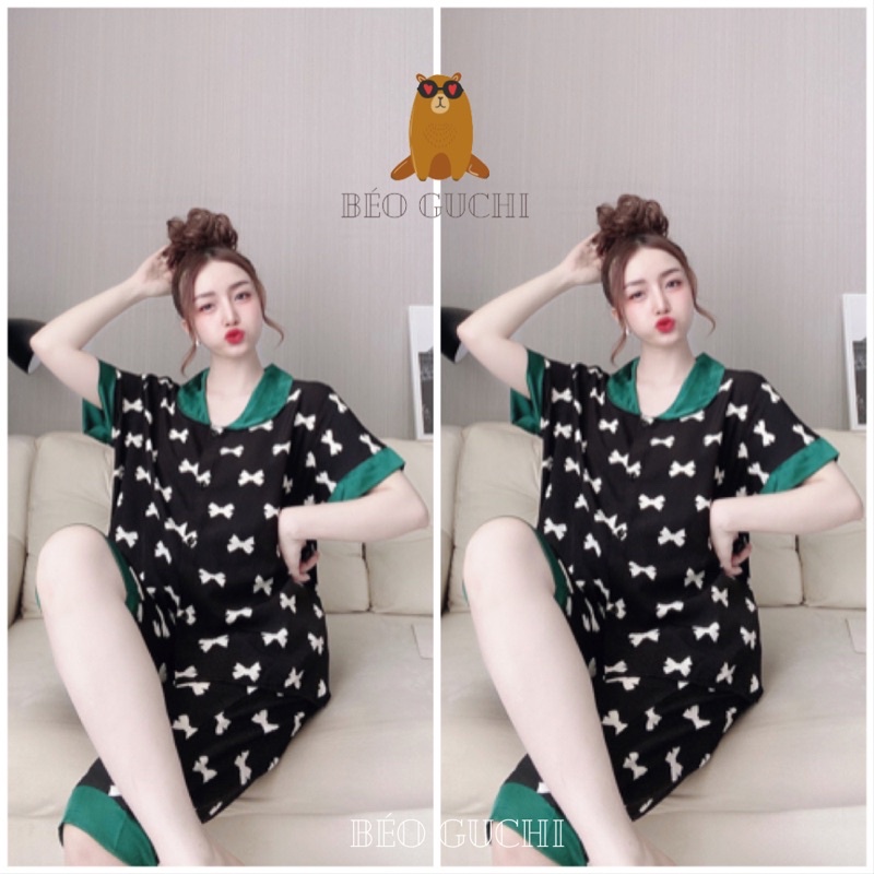 [Mã 66FASHIONSALE giảm 15K đơn 150K] Lửng Xinh 50-110kg K3L Béo Guchi Bigsize Pijama Lụa cao cấp mềm mịn- Đồ bộ nữ xinh