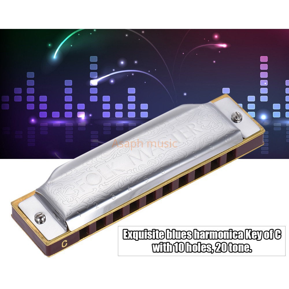Kèn Harmonica Suzuki 1072-C Folkmaster 10 lỗ tiêu chuẩn 20 tông cho học sinh/ người mới tập chơi