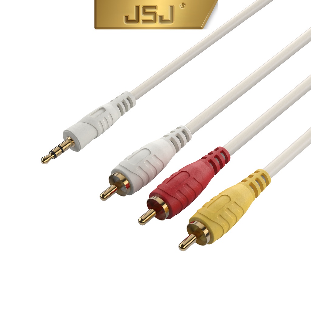 Dây loa đầu 3.5 ra 3 đầu hoa sen JSJ, 3.5mm Jack to 3 RCA Adapter Cable Audio Video AV Converter - Chính Hãng