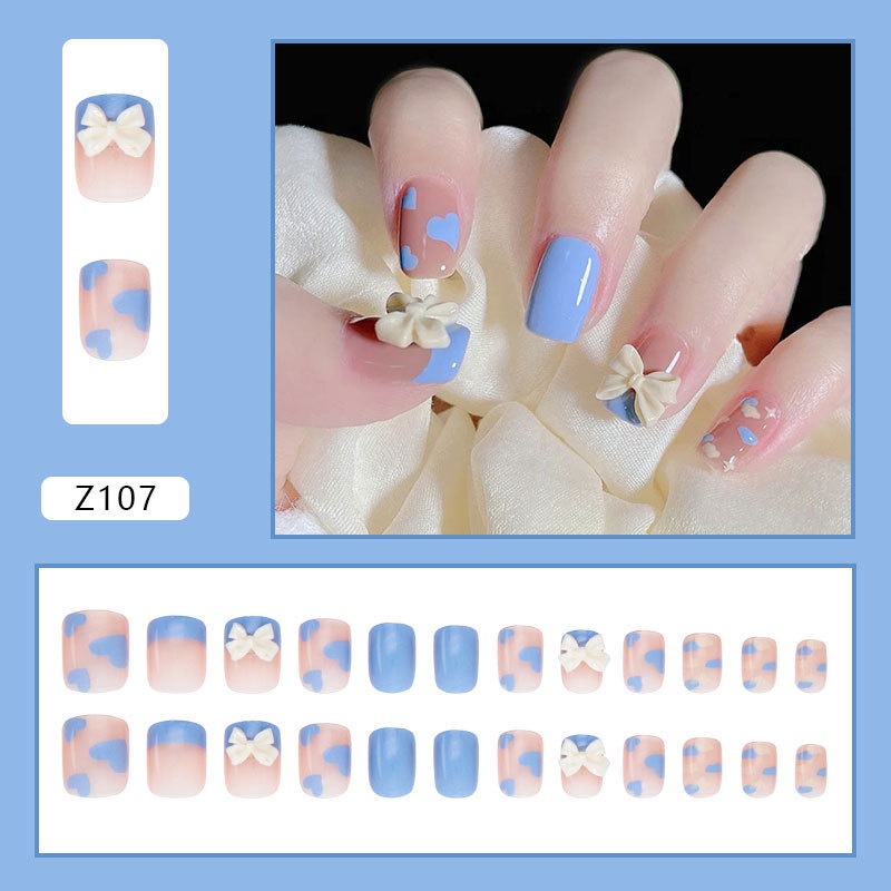 Set 24 Móng Tay Giả Đính Đá Và Ngọc Trai Xinh Xắn
