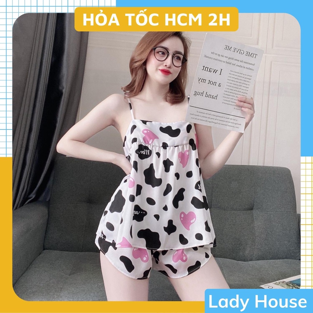 Đồ Bộ Nữ Đồ Mặc Nhà Bò Sữa , Đồ Ngủ Sexy 2 Dây Quần Đùi Chất Lụa Mango Mềm Mát, Ít Nhăn, Form Dáng Chuẩn Dưới 56kg