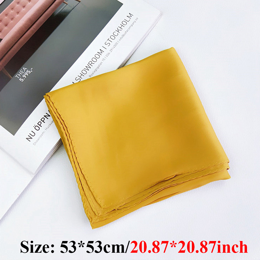 Khăn Choàng Cổ Bằng Lụa Satin Hình Vuông Màu Trơn Phong Cách Cổ Điển Thời Trang Cho Nữ