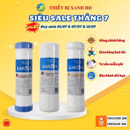 LÕI LỌC NƯỚC KAROFI SỐ 123 [FREESHIP], BỘ 3 LÕI LỌC KAROFI CHÍNH HÃNG SỐ 1-2-3