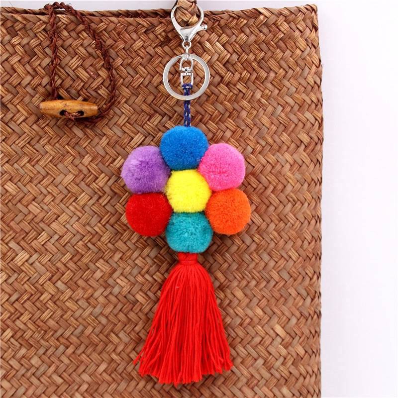 Móc khóa hình bóng lông phong cách dân tộc thời trang