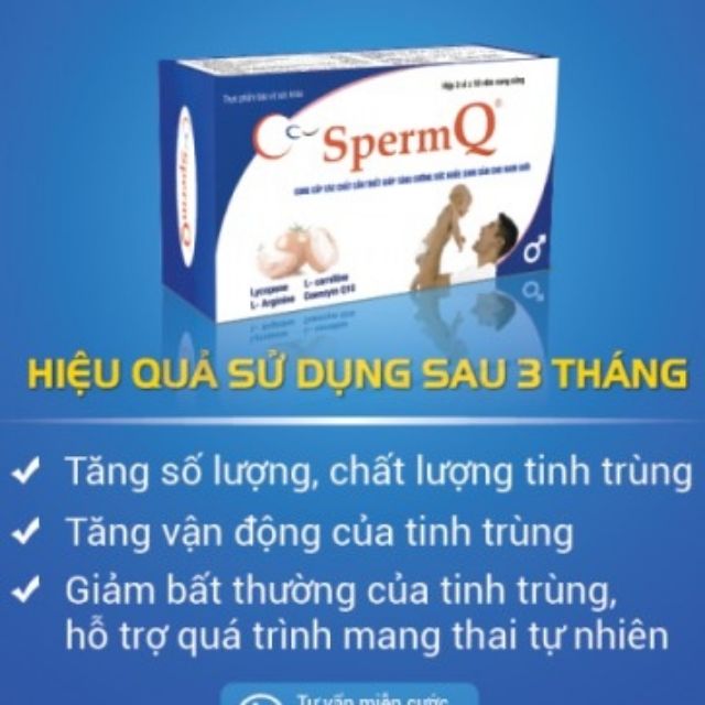 SpermQ hộp 60 viên chính hãng _ tặng kèm chế độ ăn uống và tập luyện  hỗ trợ giúp tăng khả năng hấp thu thuốc