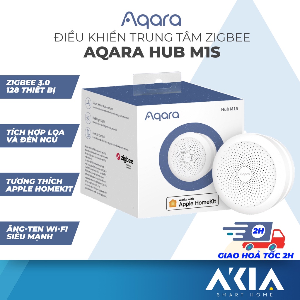 Aqara hub M1S bản Quốc Tế HM1S-G01 - Bộ điều khiển trung tâm Zigbee 3.0, Có đèn và Loa báo động, tương thích HomeKit