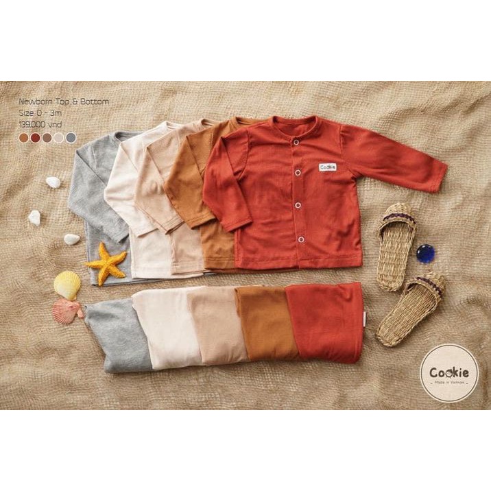 *DollarBaby* Bộ sơ sinh Cookie cạp cao cài thẳng
