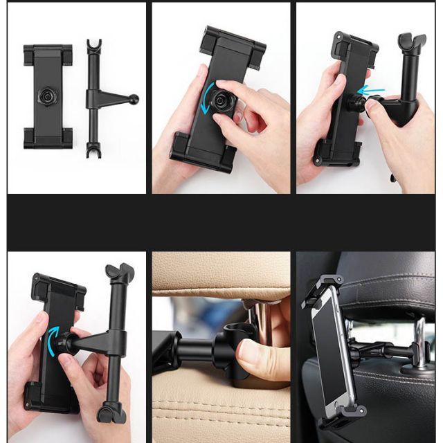 Khung kẹp đỡ iPad, máy tính bảng treo thanh tựa đầu ghế sau xe hơi, ô tô chính hãng baseus /OP12