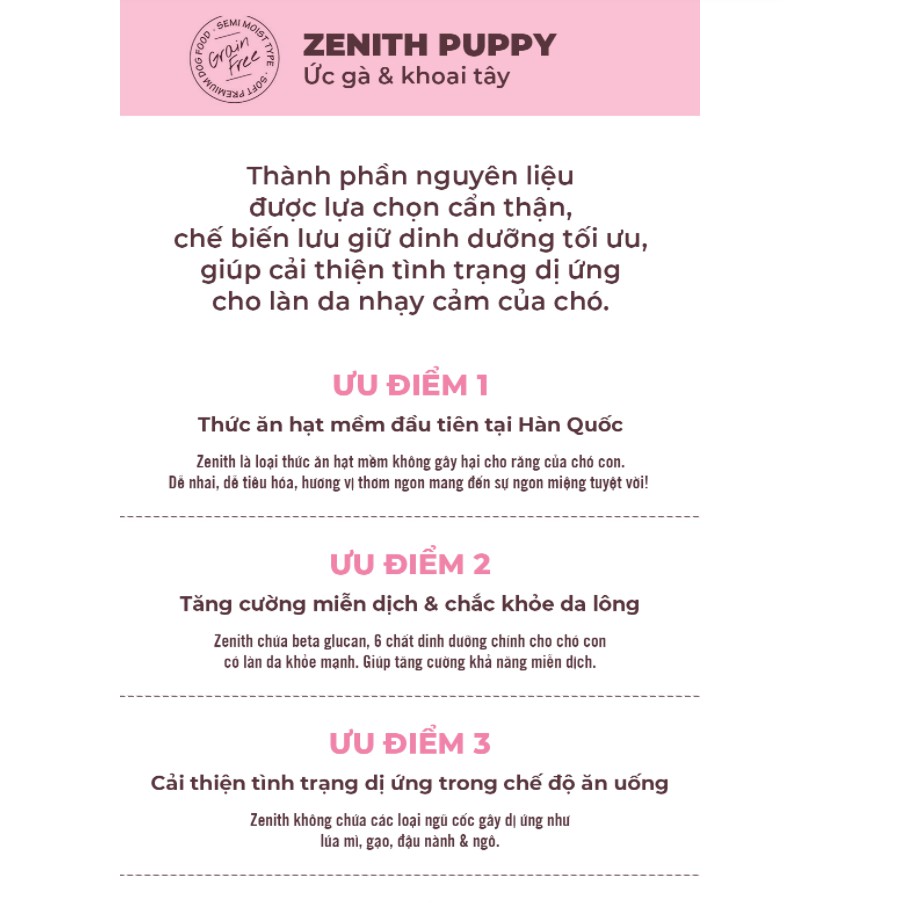 Hạt Mềm Cho Chó Con (< 1 tuổi) Zenith Puppy