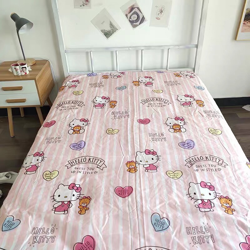 Bộ Vỏ Chăn Ga Gối Cotton Poly Nhập Khẩu - Hello Kitty Hồng