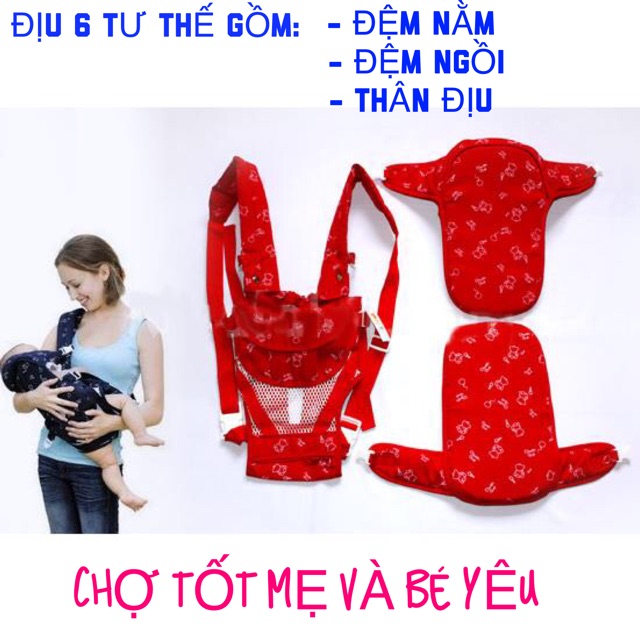 ĐỊU EM BÉ 6 TƯ THẾ (NẰM,NGỒI,BÉ SƠ SINH-LỚN) BABY CARRIER