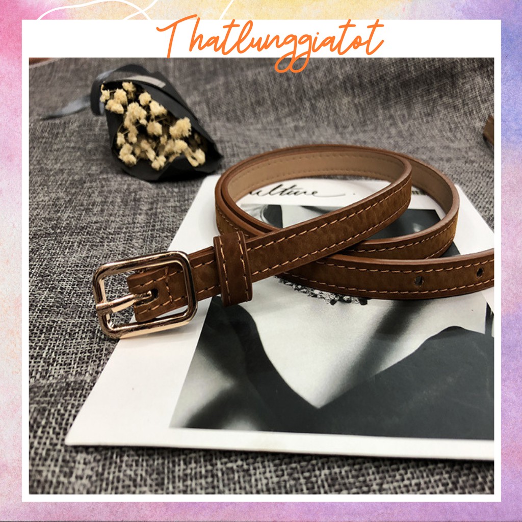 Thắt lưng nữ Ulzzang vuông bản nhỏ 1cm  (Hỗ trợ bấm, cắt dây nịt) TL428 - Thắt Lưng Giá Tốt