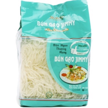 Bún gạo Jimmy, bún khô Jimmy Foods: 250gram/gói=5 miếng dùng cho 4-5 người ăn - 1 thùng 16 gói