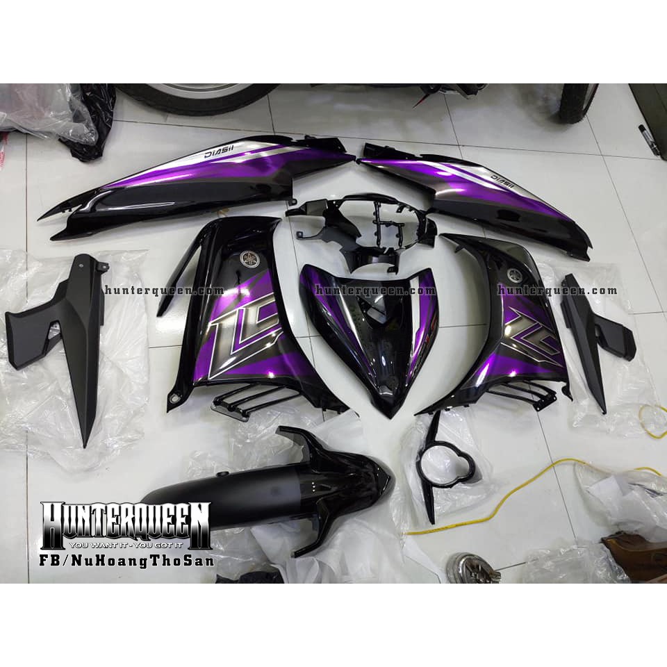 Tem rời Exciter 2011 - Chất liệu candy - LC 2017 đen tím - Tùy chỉnh theo yêu cầu