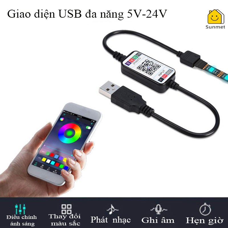 Đèn LED TIKTOK 5M,3M 5050 RGB Bọc SILICON đổi màu ,Nháy theo nhạc dán trang trí DECOR phòng ngủ.
