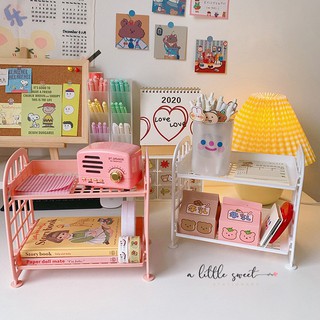 Kệ nhựa 2 tầng lắp ráp DIY dễ thương trang trí góc học tập