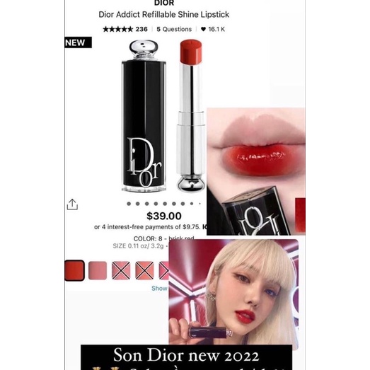 SON D.IOR ADDICT HYDRATING REFILLABLE SHINE BẢN 2022
