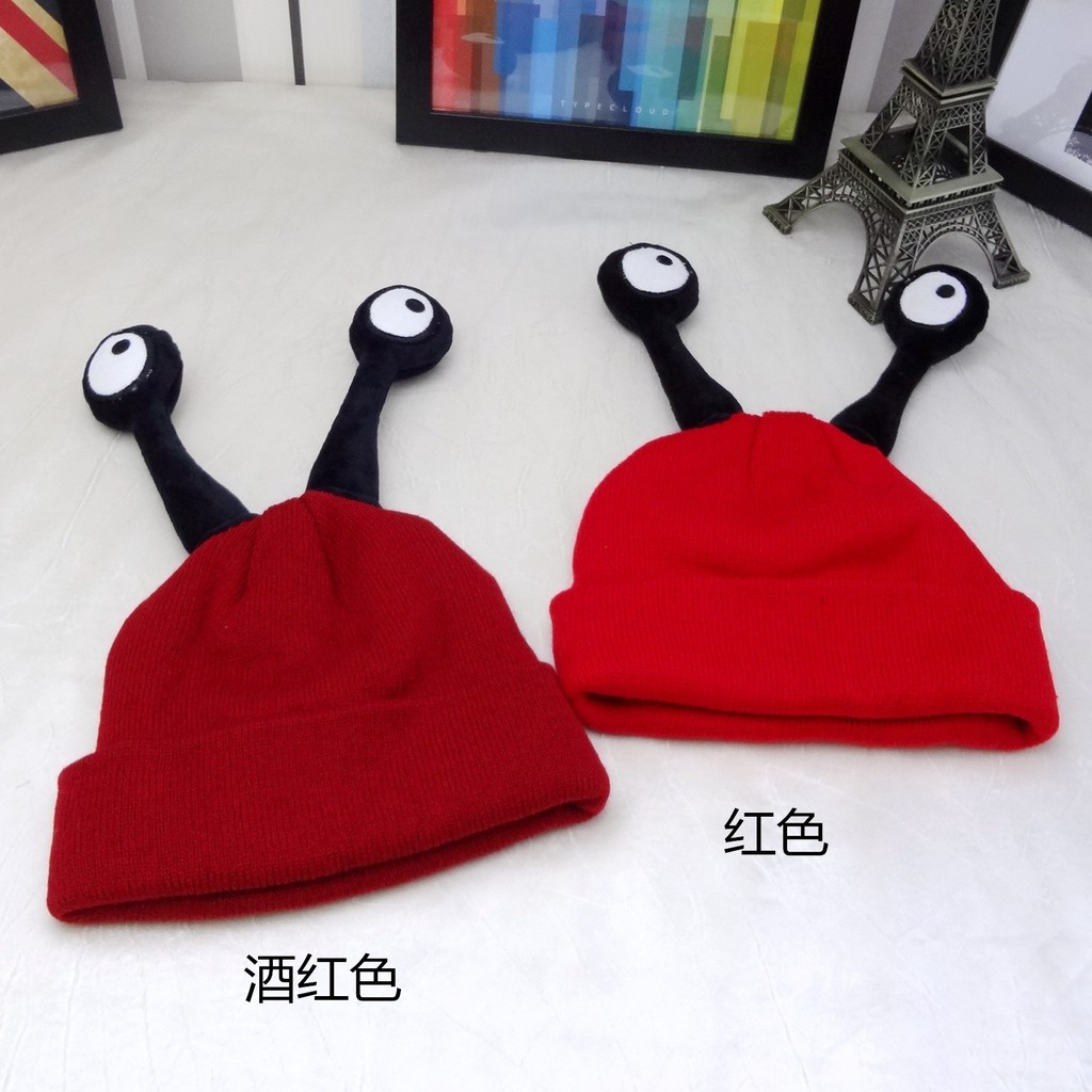 Mũ Len Dệt Kim Họa Tiết Quái Vật Hoạt Hình Phong Cách Hàn Quốc Mùa Thu Đông Xu Wen Tương Phản Cho Bé Gái
