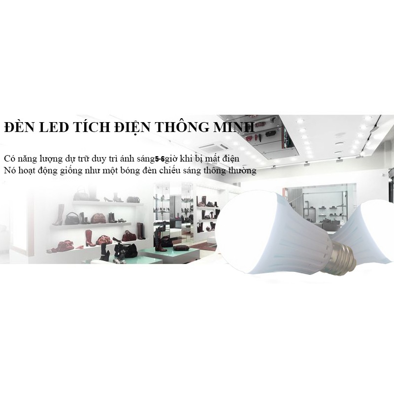 Bóng Đèn LED Tích Điện SUNTEK 7W - Ánh sáng Trắng 6500K, chiếu sáng 5-6 giờ - Bảo hành chính hãng 12 tháng