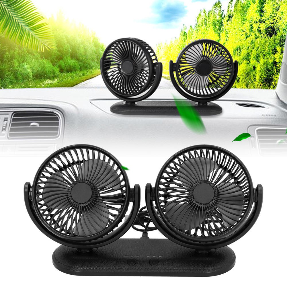 [Apill] Car Auto Fan 360 Degree Adjustable 3‑Level Air Cooling Dual Head Silent USB Cooler DC201