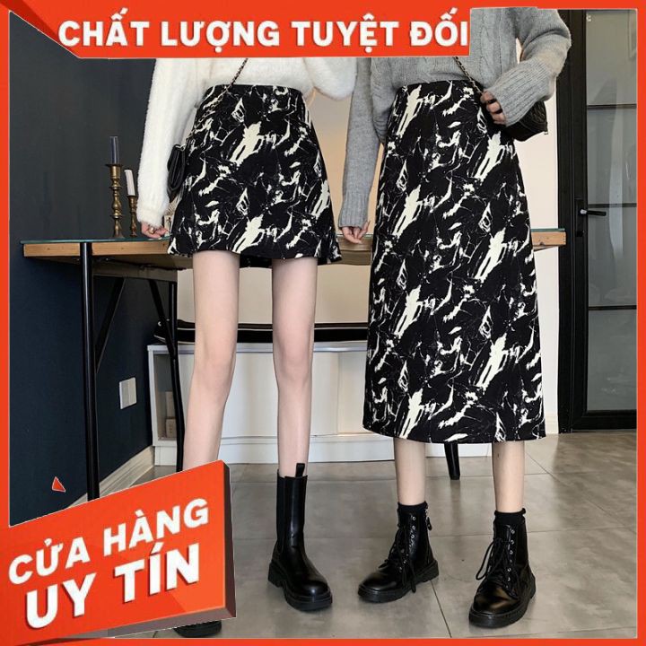 Chân váy ngắn chữ A cho các nàng thơ ngày hè 2021 với váy cạp cao họa tiết