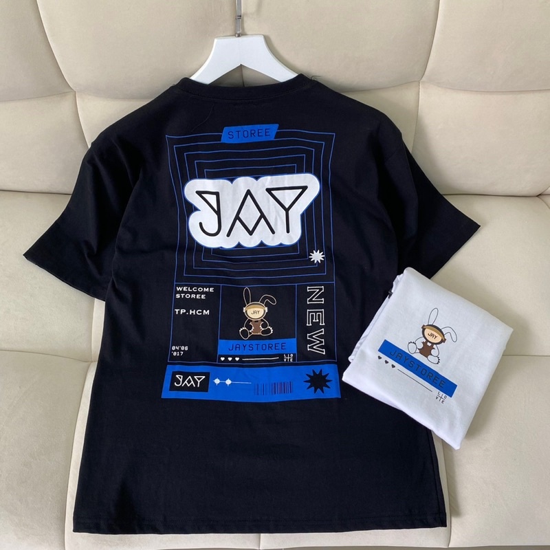 Áo Thun Tay Lỡ Unisex JAY LOVE màu ĐEN/TRẮNG vải cotton  Nam nữ unisex Áo phông cổ tròn form rộng Jaystoree