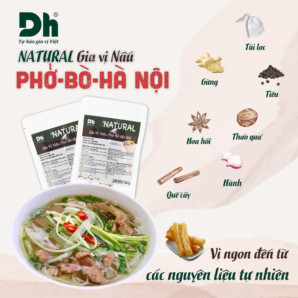Combo 2 Gói Gia vị nấu Phở Bò Hà Nội Natural Dh Food 24G/Gói - Tự Hào Gia Vị Việt