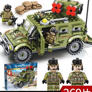 Lego Lắp Ráp Xe Jeep Quân đội Bọc thép - Lego Sembo Block 105513 MILITARY SERIES 105531 TIGERS ASSAULT CAR