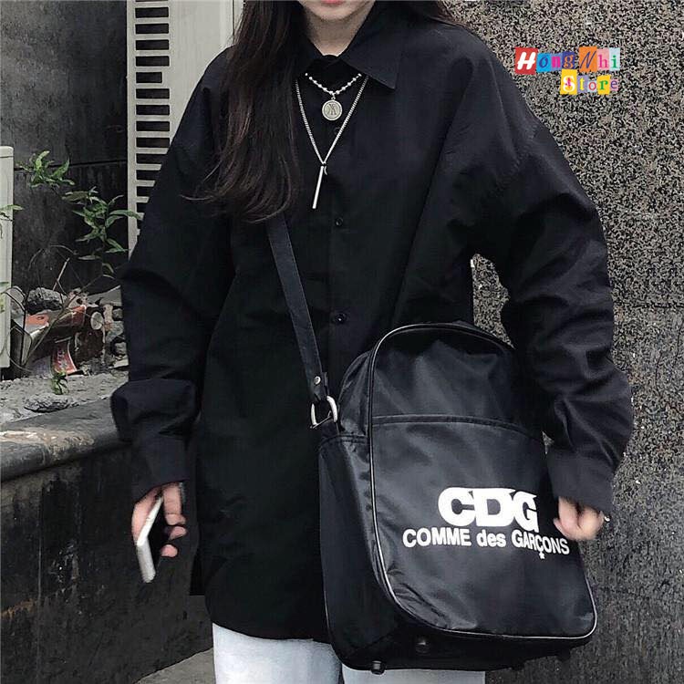 SƠ MI TRƠN DÁNG RỘNG BASIC UNISEX TAY DÀI MÀU ĐEN - MM | BigBuy360 - bigbuy360.vn