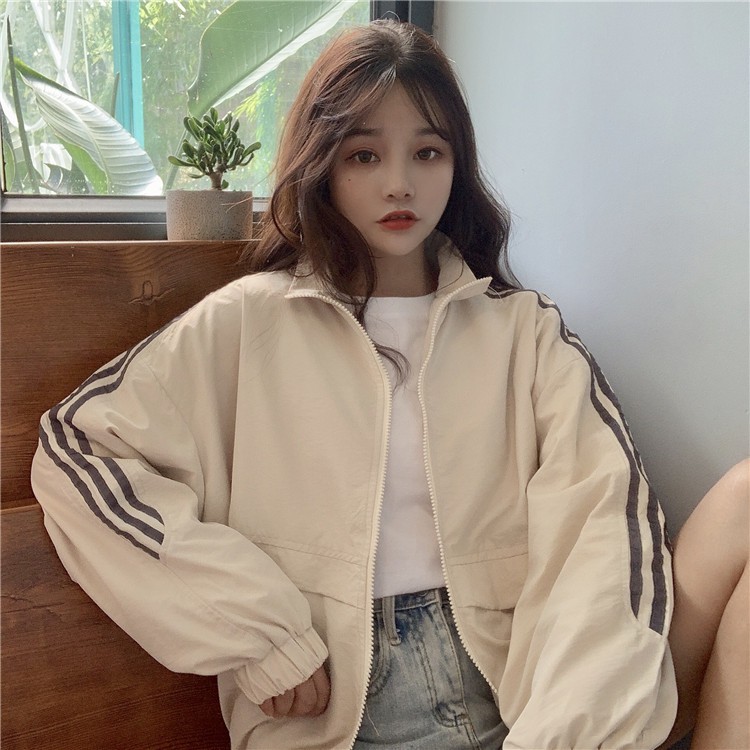 AS2_Áo khoác gió (bomber) basic 2 sọc 2 lớp ulzzang