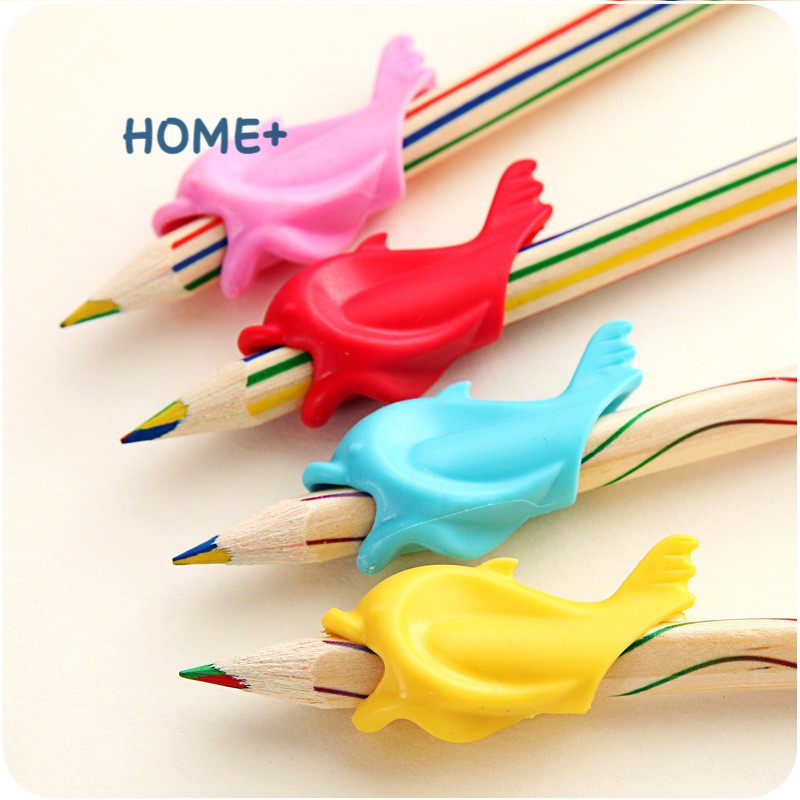 Set 5 phụ kiện điều chỉnh tư thế cầm viết bằng silicon hình cá heo độc đáo cho trẻ