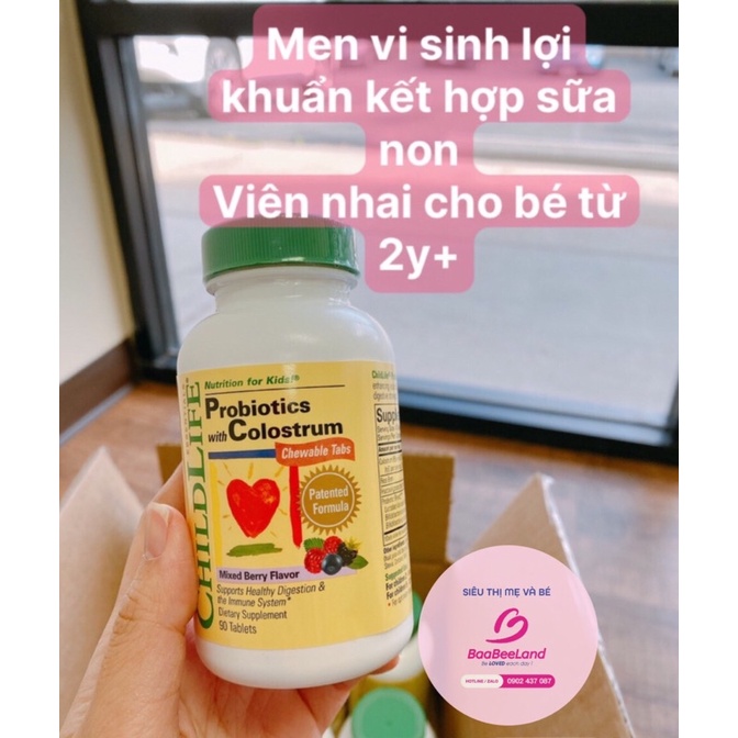 Sữa non kết hợp men tiêu hoá ChildLife Probiotics with Colostrum - BAABEELAND