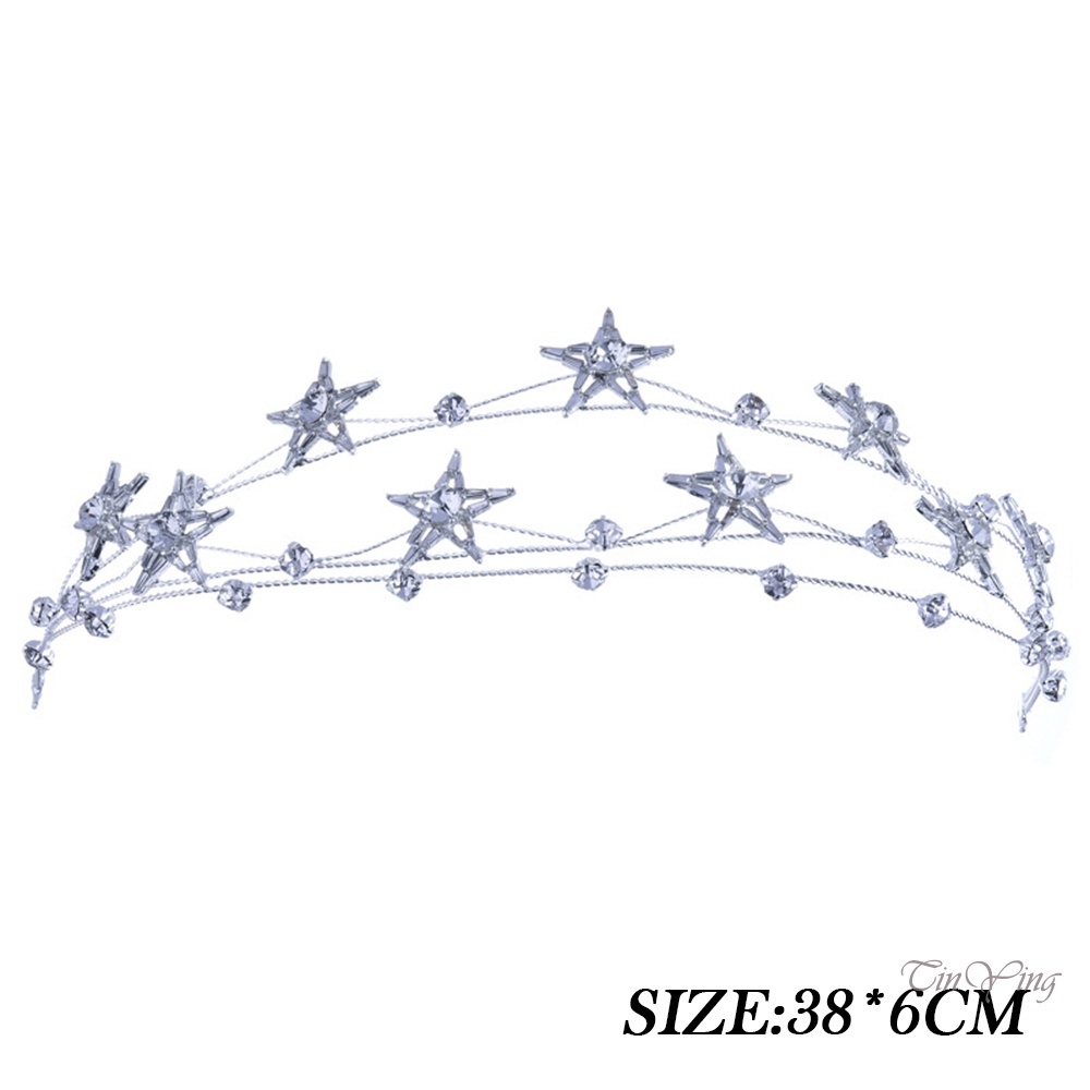 GETNOIVAS Băng Đô Cài Tóc Nhiều Lớp Đính Đá Hình Ngôi Sao Thời Trang Dành Cho Nữ