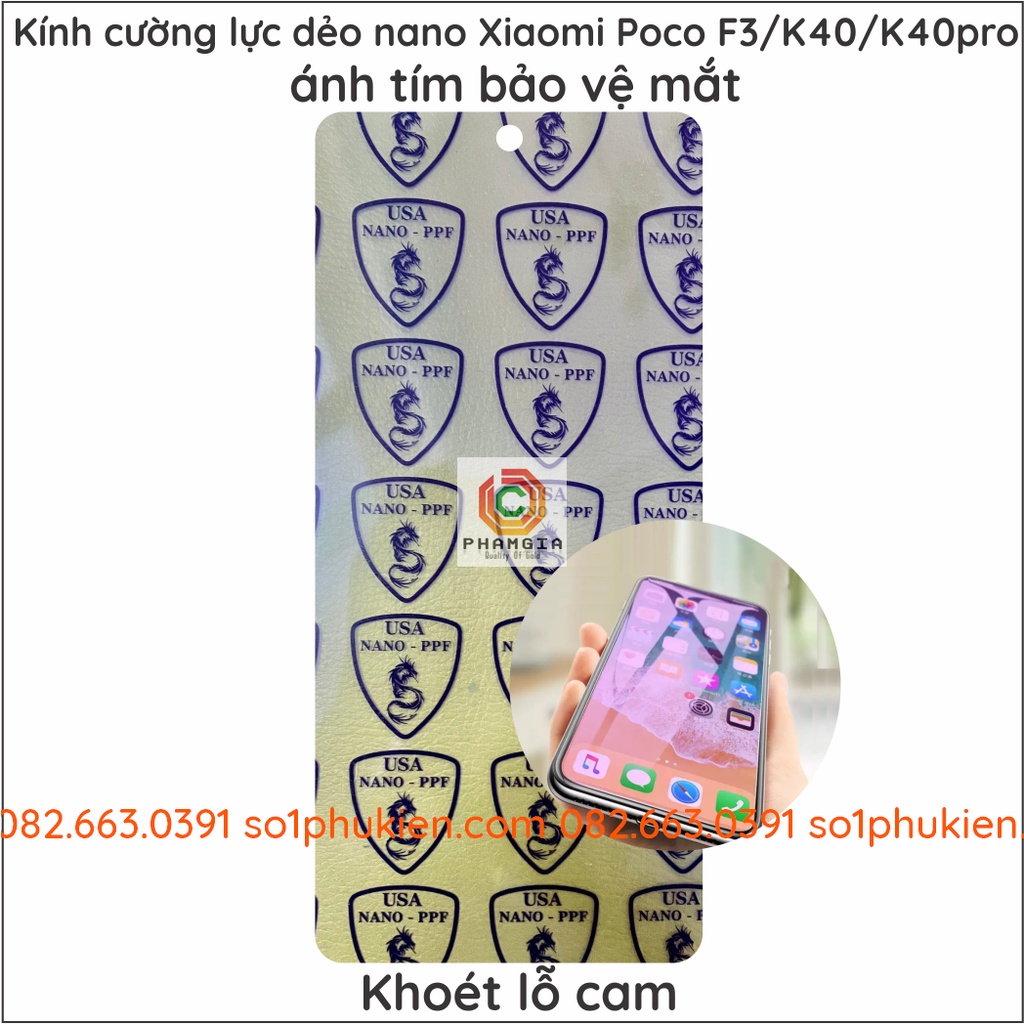 Dán cường lực Xiaomi Poco F3 / K40 / K40 pro nano dẻo loại 9H+ siêu bền