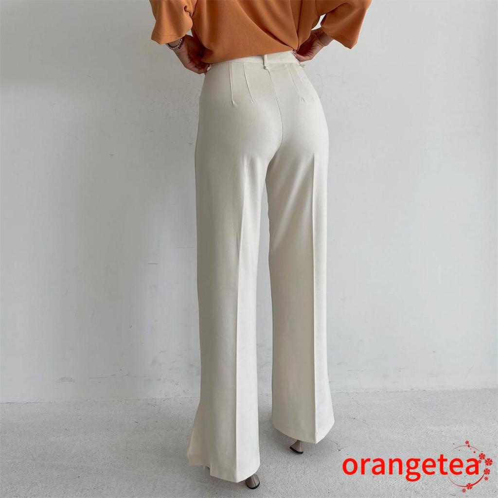 Quần Tây Ống Loe Dài Màu Trơn Thời Trang Công Sở Cho Nữ