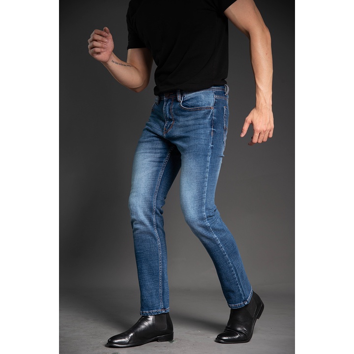 Quần jean nam cao cấp ống đứng H90 màu xanh ghi mài chất co giãn trẻ trung J079