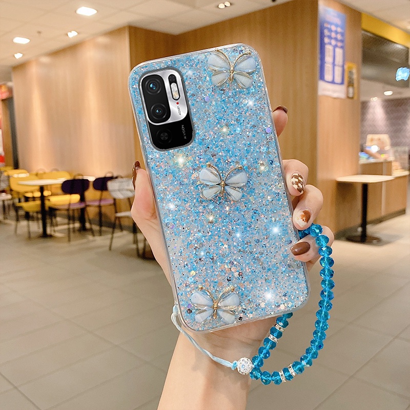 Ốp Điện Thoại Silicone Đính Kim Tuyến Sang Trọng Kèm Dây Đeo Cho Redmi 10 9 9A 9T 9C Redmi Note 10 9S 9 8 Pro