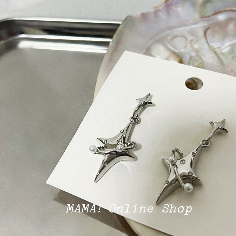 Niche Bông Tai Ngôi Sao Và awn Khảm Đá Ngọc Trai Phong Cách Chính Hãng