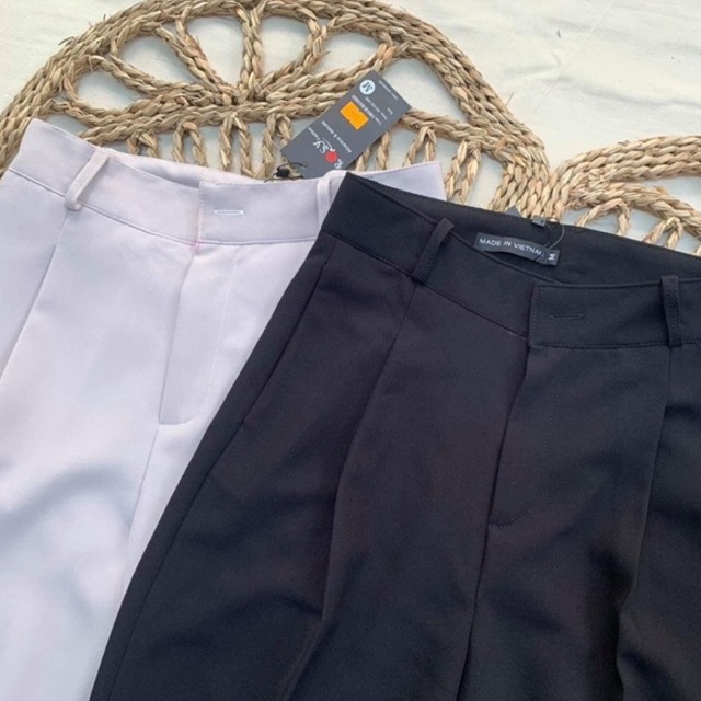 Quần tây baggy ống rộng lưng cao - Quần vải công sở chất tuyết mưa dày dặn phối áo mặc đi học đi làm_QD008