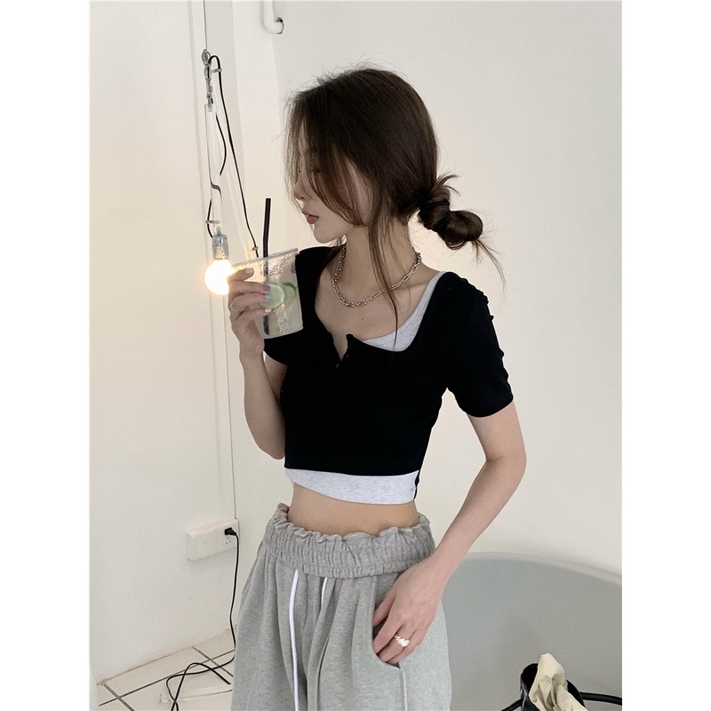 Mới Áo Thun Tay Ngắn Thiết Kế Mỏng Thời Trang Theo Phong Cách Hàn Quốc Cho Nữ