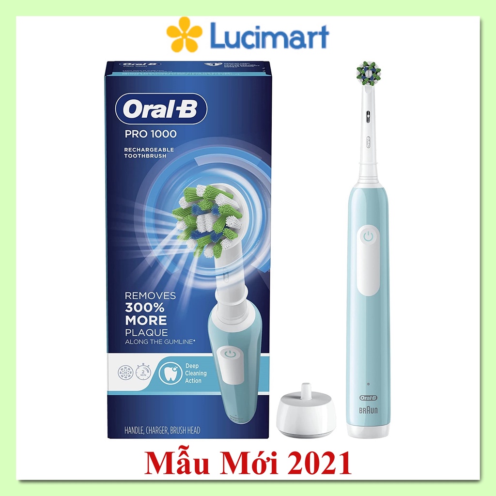 Bàn chải điện Oral-B Pro 1000 Rechargeable Toothbrush (mẫu mới 2021) [Hàng Đức]