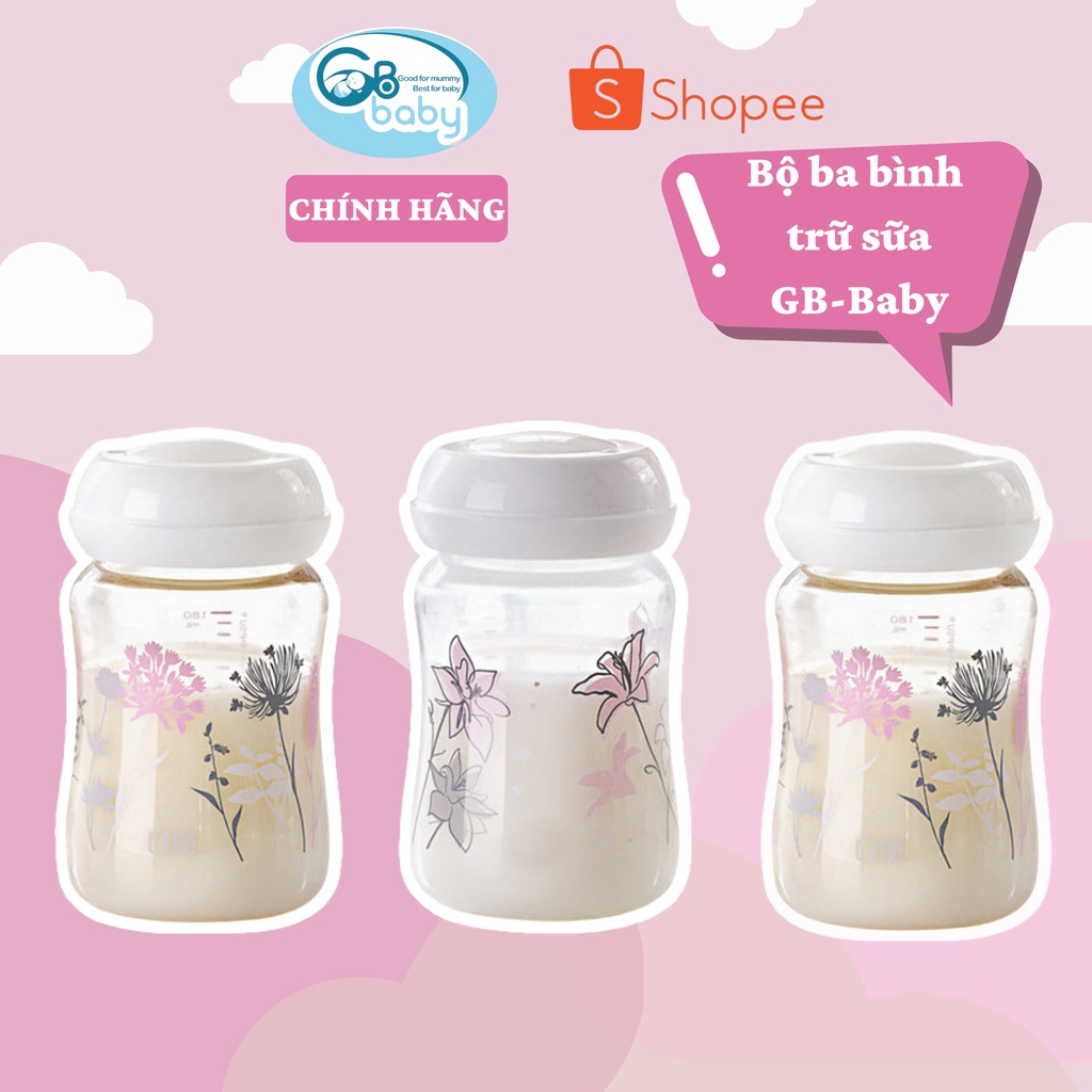 Bình trữ sữa GB-Baby dung tích 180ml Bộ 3 bình