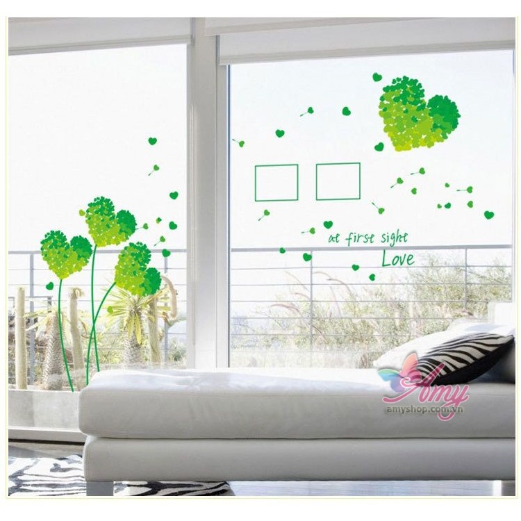 Decal dán tường Trái tim xanh lá - DH051