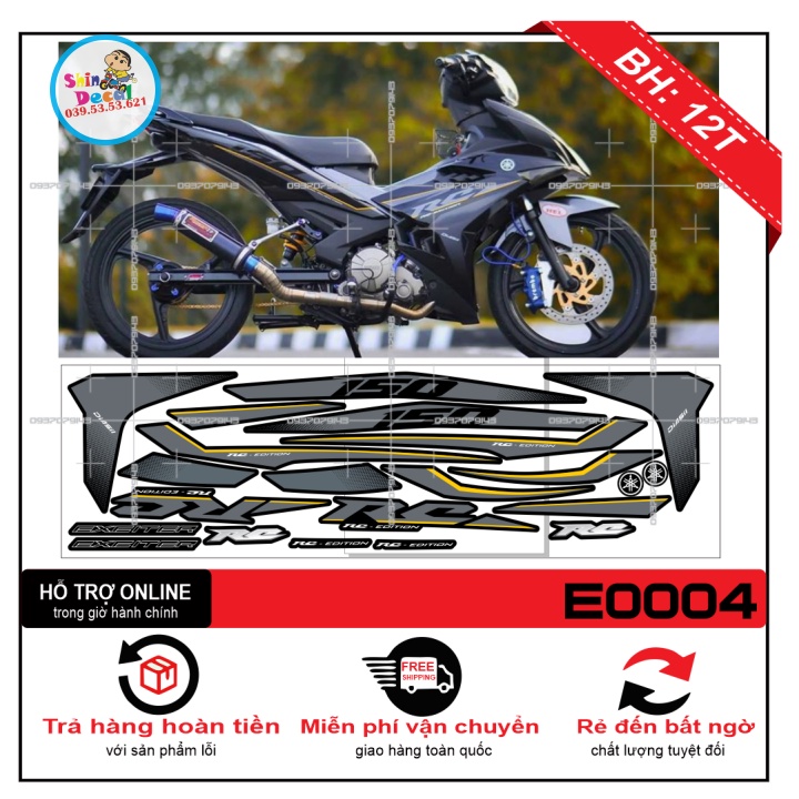 TEM XE EXCITER 150 XÁM ĐEN -- SHIN DECAL 2
