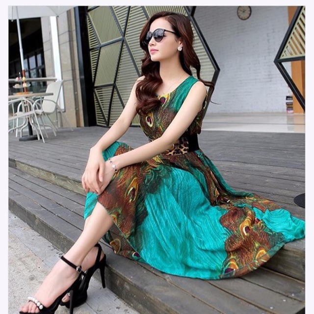 Đầm maxi hoạ tiết