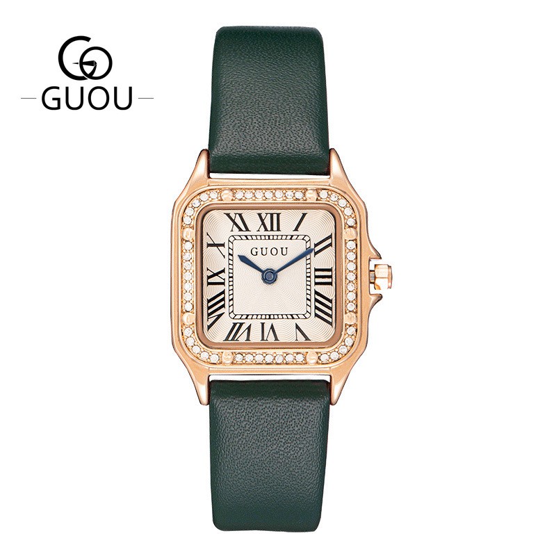 Đồng hồ nữ GUOU G6024 dây da mặt vuông